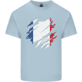 Torn France Flag French Day Football Kids T-Shirt Childrens Light Blue