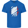 Torn France Flag French Day Football Kids T-Shirt Childrens Royal Blue