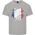 Torn France Flag French Day Football Kids T-Shirt Childrens Sports Grey