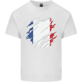 Torn France Flag French Day Football Kids T-Shirt Childrens White