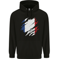 Torn France Flag French Day Football Mens 80% Cotton Hoodie Black
