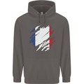 Torn France Flag French Day Football Mens 80% Cotton Hoodie Charcoal