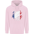 Torn France Flag French Day Football Mens 80% Cotton Hoodie Light Pink