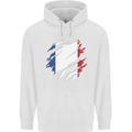 Torn France Flag French Day Football Mens 80% Cotton Hoodie White