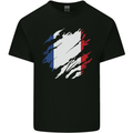 Torn France Flag French Day Football Mens Cotton T-Shirt Tee Top Black