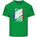 Torn France Flag French Day Football Mens Cotton T-Shirt Tee Top Irish Green