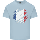 Torn France Flag French Day Football Mens Cotton T-Shirt Tee Top Light Blue