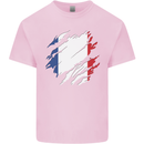 Torn France Flag French Day Football Mens Cotton T-Shirt Tee Top Light Pink