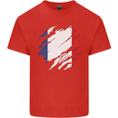 Torn France Flag French Day Football Mens Cotton T-Shirt Tee Top Red