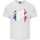 Torn France Flag French Day Football Mens Cotton T-Shirt Tee Top White