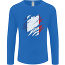 Torn France Flag French Day Football Mens Long Sleeve T-Shirt Royal Blue
