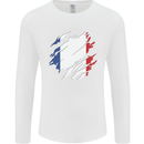 Torn France Flag French Day Football Mens Long Sleeve T-Shirt White