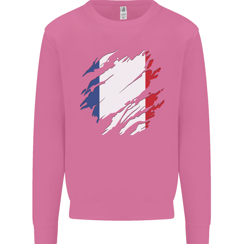 Torn France Flag French Day Football Mens Sweatshirt Jumper Azalea