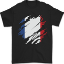 Torn France Flag French Day Football Mens T-Shirt 100% Cotton Black