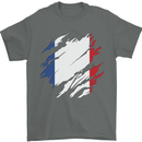 Torn France Flag French Day Football Mens T-Shirt 100% Cotton Charcoal
