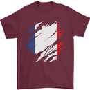 Torn France Flag French Day Football Mens T-Shirt 100% Cotton Maroon