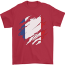 Torn France Flag French Day Football Mens T-Shirt 100% Cotton Red
