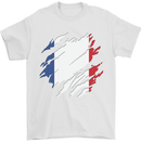 Torn France Flag French Day Football Mens T-Shirt 100% Cotton White