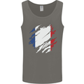 Torn France Flag French Day Football Mens Vest Tank Top Charcoal
