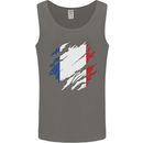 Torn France Flag French Day Football Mens Vest Tank Top Charcoal