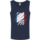 Torn France Flag French Day Football Mens Vest Tank Top Navy Blue