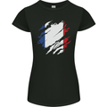 Torn France Flag French Day Football Womens Petite Cut T-Shirt Black