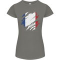Torn France Flag French Day Football Womens Petite Cut T-Shirt Charcoal