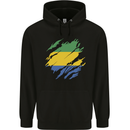Torn Gabon Flag Gabonese Day Football Childrens Kids Hoodie Black