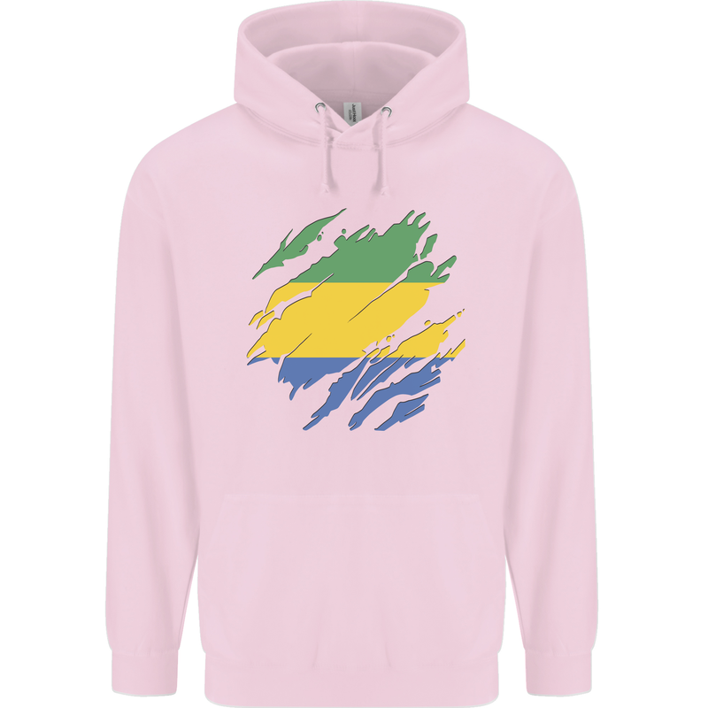 Torn Gabon Flag Gabonese Day Football Childrens Kids Hoodie Light Pink