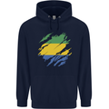 Torn Gabon Flag Gabonese Day Football Childrens Kids Hoodie Navy Blue