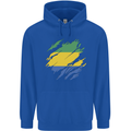 Torn Gabon Flag Gabonese Day Football Childrens Kids Hoodie Royal Blue