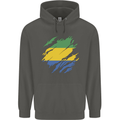 Torn Gabon Flag Gabonese Day Football Childrens Kids Hoodie Storm Grey