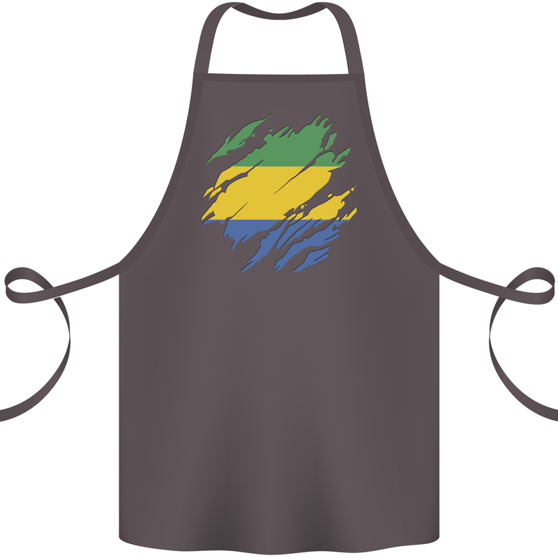 Torn Gabon Flag Gabonese Day Football Cotton Apron 100% Organic Dark Grey