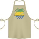 Torn Gabon Flag Gabonese Day Football Cotton Apron 100% Organic Khaki