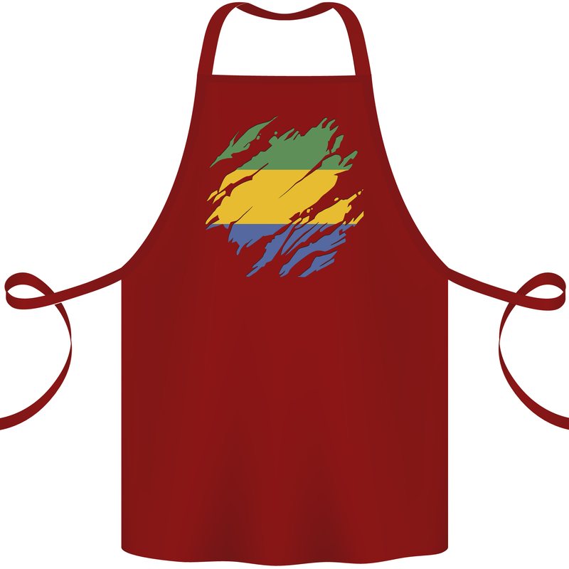 Torn Gabon Flag Gabonese Day Football Cotton Apron 100% Organic Maroon