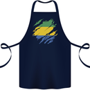 Torn Gabon Flag Gabonese Day Football Cotton Apron 100% Organic Navy Blue