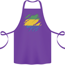 Torn Gabon Flag Gabonese Day Football Cotton Apron 100% Organic Purple