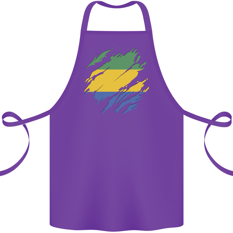 Torn Gabon Flag Gabonese Day Football Cotton Apron 100% Organic Purple