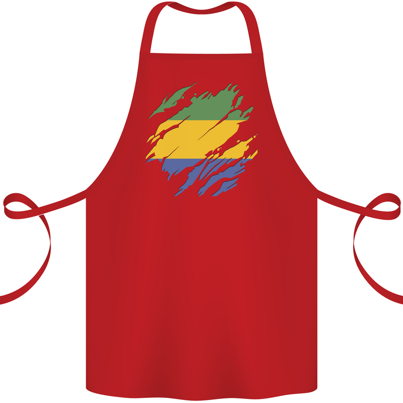 Torn Gabon Flag Gabonese Day Football Cotton Apron 100% Organic Red