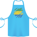 Torn Gabon Flag Gabonese Day Football Cotton Apron 100% Organic Turquoise
