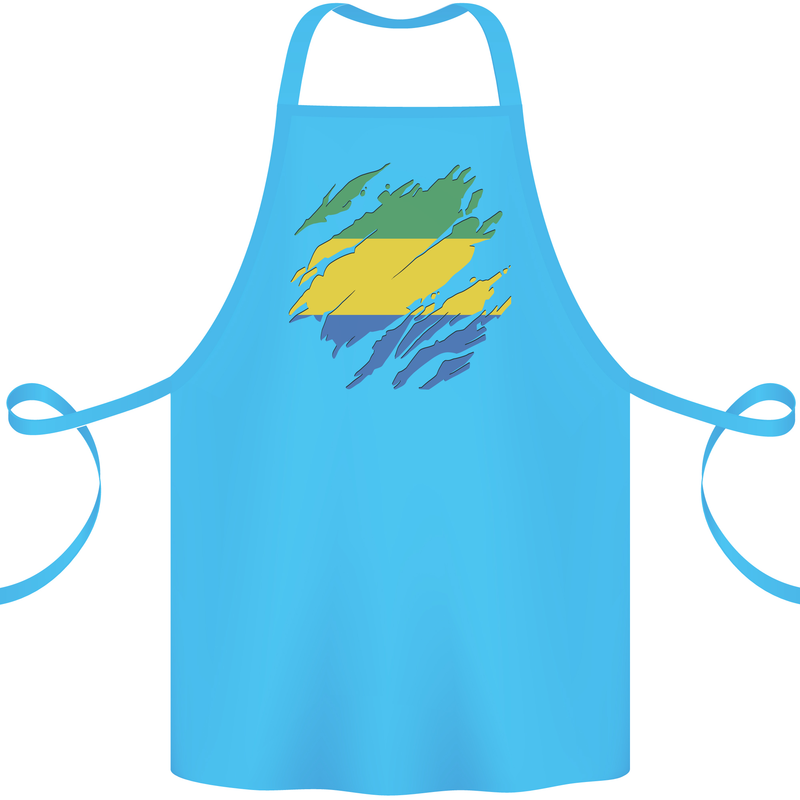 Torn Gabon Flag Gabonese Day Football Cotton Apron 100% Organic Turquoise