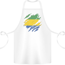 Torn Gabon Flag Gabonese Day Football Cotton Apron 100% Organic White