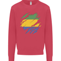 Torn Gabon Flag Gabonese Day Football Kids Sweatshirt Jumper Heliconia