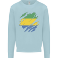 Torn Gabon Flag Gabonese Day Football Kids Sweatshirt Jumper Light Blue
