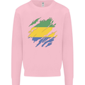 Torn Gabon Flag Gabonese Day Football Kids Sweatshirt Jumper Light Pink