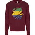 Torn Gabon Flag Gabonese Day Football Kids Sweatshirt Jumper Maroon