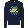 Torn Gabon Flag Gabonese Day Football Kids Sweatshirt Jumper Navy Blue