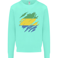 Torn Gabon Flag Gabonese Day Football Kids Sweatshirt Jumper Peppermint