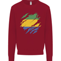 Torn Gabon Flag Gabonese Day Football Kids Sweatshirt Jumper Red