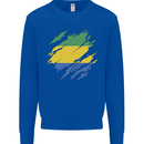 Torn Gabon Flag Gabonese Day Football Kids Sweatshirt Jumper Royal Blue